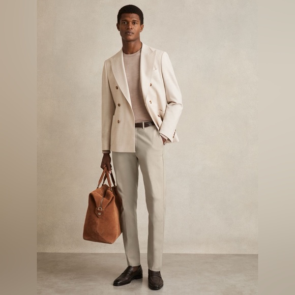 Reiss mens 30x30 slim fit beige khaki Eastbury cotton chino pants EUC
